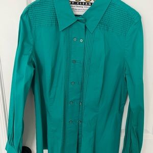 Green button down shirt
